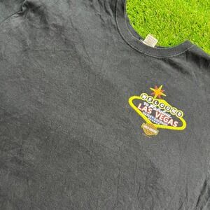 Harley Davidson Las Vegas T-Shirt L Black Welcome Sign‎ Biker Tee USA VTG